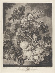 Um pedaço de fruta, gravado por Richard Earlom, 1781 de Jan van after Huysum