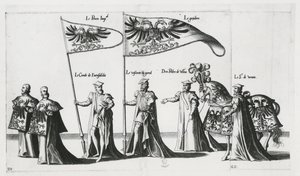 Banner imperial na Procissão Funerária do Imperador Carlos V de Jan van and Doetechum Lucas van and Bol Hans Doetechum the elder