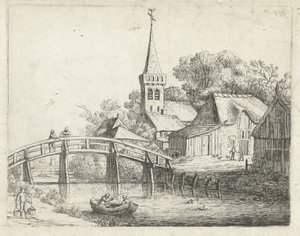 paisagem com ponte de madeira