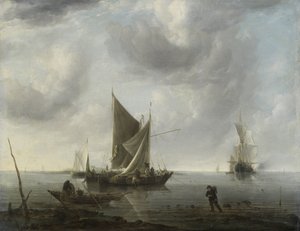Navios na âncora em um mar calmo