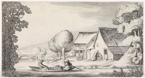 Agricultora e camponesa num barco a remo
Playsante lantschappen ende vermakelycke gesichten (título da série) de Jan van de Velde (II)