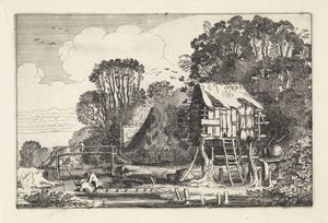 Pescadores num barco perto de um pombal
Paisagens (título da série)
Amenissimae aliquot requculae (título da série) de Jan van de Velde (II)