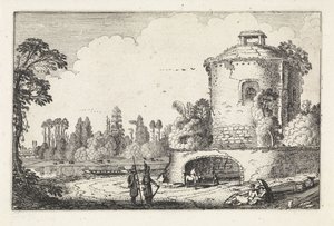 Paisagem com uma torre redonda Paisagens (título da série) Amenissimae aliquot requculae (título da série) de Jan van de Velde (II)