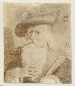 Homem com gola de pele, chapéu e pessoal de Jan van de Velde (II)