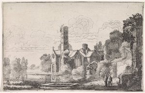 Dois monges numa abadia numa paisagem fluvial
Paisagens fluviais (título da série) de Jan van de Velde (II)