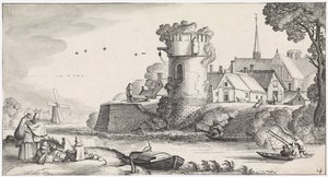 Sentinela sobre um rio
Playsante lantschappen ende vermakelycke gesichten (título da série) de Jan van de Velde (II)