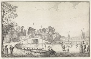 Paisagem de Inverno com patinadores perto de uma ponte
Paisagens (título da série)
Amenissimae aliquot requculae (título da série) de Jan van de Velde (II)