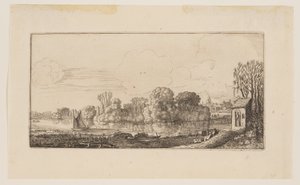 Uma pequena capela junto a um lago, de Seis paisagens de Jan van de Velde II