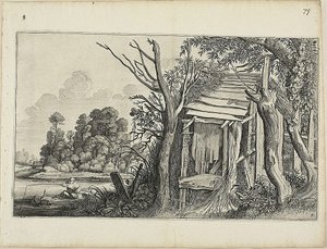 Cabana em ruínas, Prato 4 de Paisagens de Jan van de Velde II
