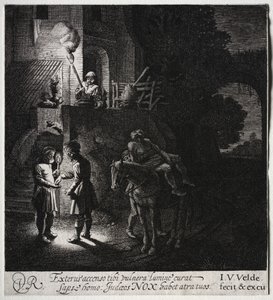 O bom samaritano pagando ao estalajadeiro de Jan van de Velde II