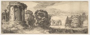 O Templo da Sibila em Tivoli de Paisagens e Ruínas, ca. 1615.