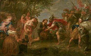 Jacob conhece o seu irmão Esau (óleo sobre tela)