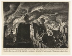 Extinguir o fogo pesado em Elandsgracht, 1679
Swaaren brandt, tot Amsterdam, tussen d