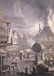 Incêndio no Old Town Hall em Amsterdã, 17 de julho de 1652 (caneta e tinta no papel)