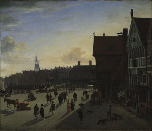A barragem e Damrak, Amsterdã, c.1663