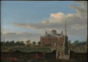 O Huis ten Bosch em Haia e o seu jardim formal (vista do sul) de Jan van der Heyden