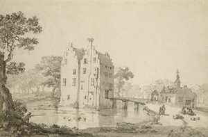 Castelo de Zuylenburgh (Slot Zuylen) (caneta e lápis sobre papel) de Jan van der Heyden