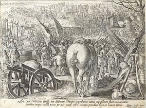 Giovanni de &39;Medici, em Milão, placa de&39; A História dos Medici &39;, gravada por Philip Galle (1537-1612), c.1583 de Jan van der Straet