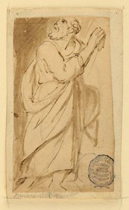 Página de um livro de desenho; Homem idoso em trajes clássicos de Jan van der Straet, called Stradanus