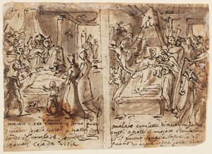 Página de um caderno de desenho; O piedoso moribundo de Jan van der Straet, called Stradanus