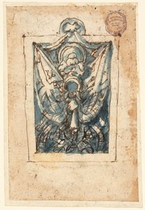 Página de um caderno de desenho; Troféu de armas de Jan van der Straet, called Stradanus