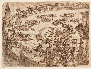 Reto: Caça à Baleia pelo Imperador Cláudio no porto de Ostia; Verso: inscrição relativa à História Natural de Plínio, o Velho, Livro 9, cap. 5