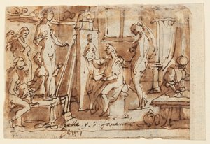 À direita: pintura de Helen Zeuxis Verso: Eis o Homo de Jan van der Straet, called Stradanus
