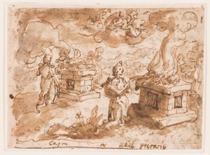 Sacrifícios de Caim e Abel, projeto preliminar para "Spiritus Pietatis" (O Espírito da Piedade, placa 6 na série de impressão "Os Sete Dons do Espírito Santo" de Jan van der Straet, called Stradanus