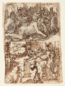 Página de sketchbook com cegueira de ciclope de Jan van der Straet, called Stradanus