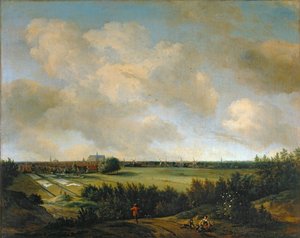 As lavadeiras de Overveen, perto de Haarlem ... de Jan van der the Elder Meer