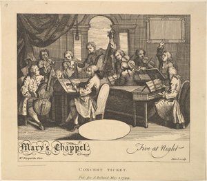 Bilhete do Concerto - Capela de Mary, Five at Night, 1 de maio de 1799. de Jane Ireland