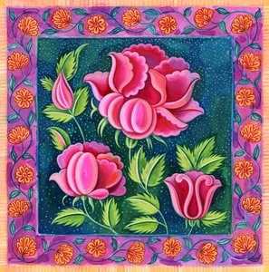Flores cor de rosa, 1997, (tinta e guache)
