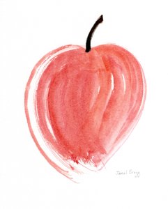Maçã em quatro pinceladas, c.2025 (aguarela sobre papel) de Janel Bragg
