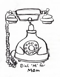 Dial "M" for Mom II, c. 2022 (carvão sobre papel) de Janel Bragg
