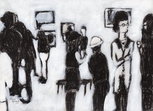 Inauguração da galeria Em Carvão e Gesso, c.2017 (carvão e gesso sobre papel) de Janel Bragg