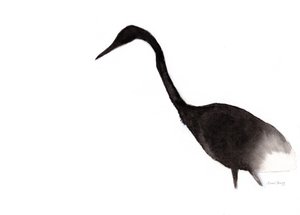 Garça a tinta, c.2020 (tinta sobre papel) de Janel Bragg