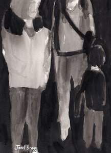 Compradores de férias, c.2017 (tinta sobre papel) de Janel Bragg