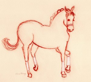 Dança de cavalos na parada, c. 2024 (lápis sobre papel) de Janel Bragg