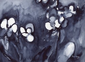 Orquídea em índigo, c.2017 (aguarela sobre papel) de Janel Bragg