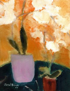 Orquídeas sobre mesa verde, c.2021 (aguarela sobre papel)