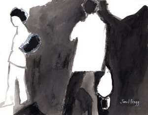 Patronos no Museu de Arte de Palm Springs, c.2017 (tinta e gesso sobre papel) de Janel Bragg