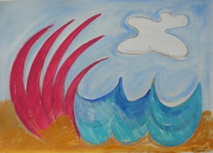 Wormiston sea, 2013 (guache e aguarela sobre papel) de Janet McKenzie