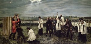 Execução de oficiais húngaros pelos austríacos em Arad, Hungria, em 6 de outubro de 1849, 1893 (chromolitho) de Janos Thorma