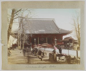 Templo Asakusa, Tóquio, Japão (foto colorida à mão a p/b) de Japanese Photographer
