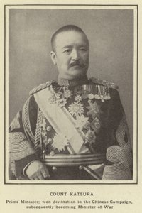 Conde Katsura, primeiro-ministro; ganhou distinção na Campanha Chinesa, subseqüentemente se tornando Ministro da Guerra de Japanese Photographer