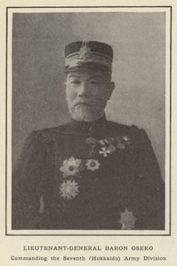 Tenente-General Baron Oseko, Comandando a Sétima Divisão do Exército (Hokkaido) de Japanese Photographer