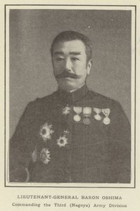 Tenente-General Baron Oshima, Comandante da Terceira Divisão do Exército (Nagoya) de Japanese Photographer