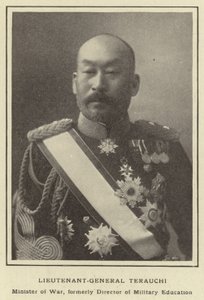 Tenente-General Terauchi, Ministro da Guerra, ex-Diretor de Educação Militar de Japanese Photographer