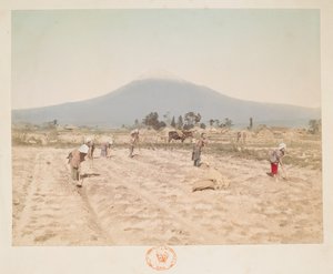 Monte Fuji e terras agrícolas, de A Book of Colored Photographs of views in Japan de Japanese Photographer