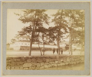Nijō Castelo, Kyoto, Japão (foto a p/b) de Japanese Photographer